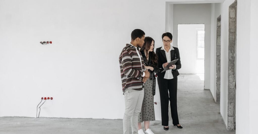 Couple viewing a property during a house viewing