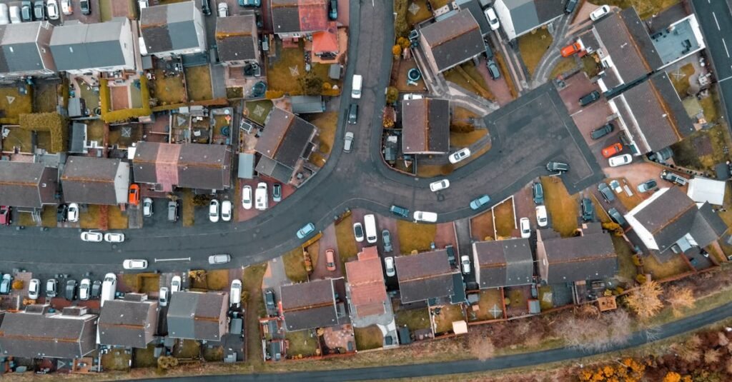 Aerial view of a UK housing estate showing regional property