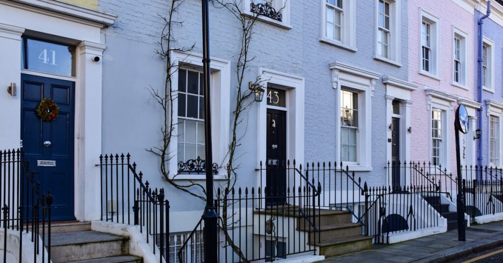 Row of UK terraced houses as rental investment properties
