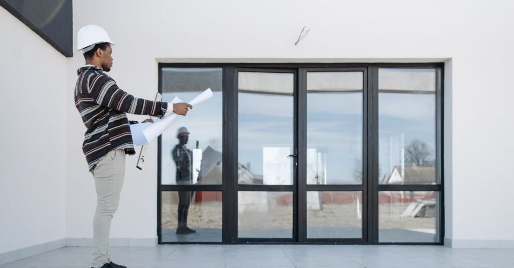 Building surveyor inspecting a property exterior