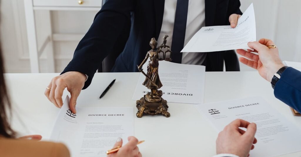 Conveyancing legal documents on a solicitor desk