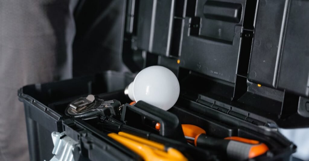 Home maintenance tools laid out for annual property checks