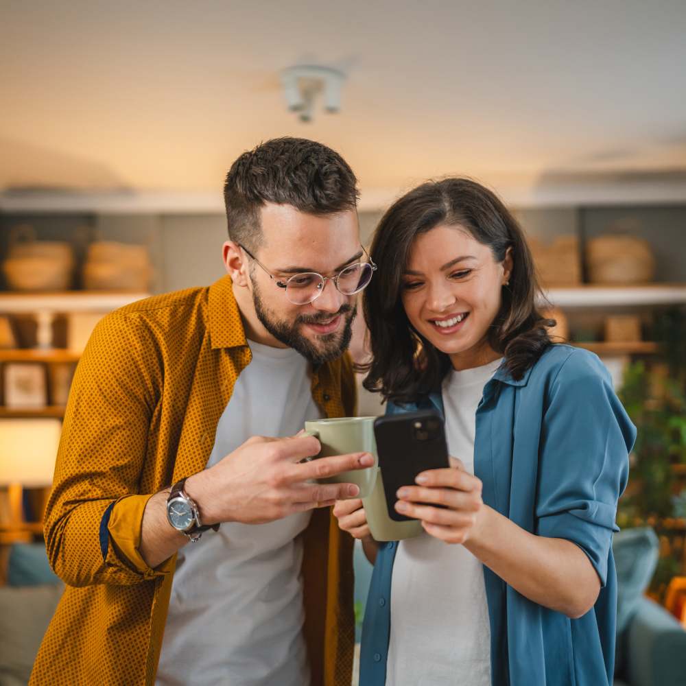 Young couple in their home