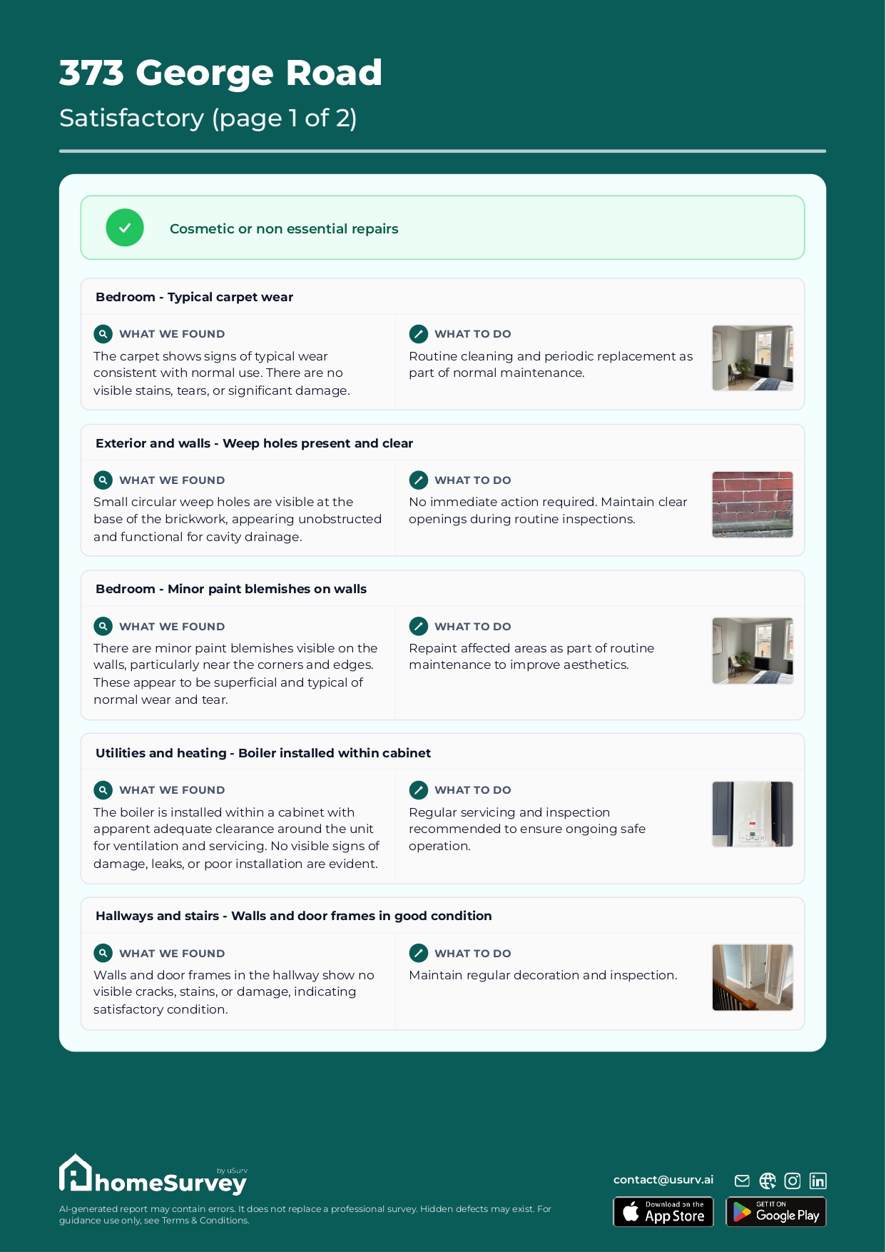 Satisfactory items page